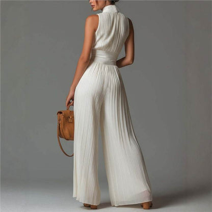 Andreina Amato™ Elegant Pleated Wide Leg Chiffon Jumpsuit