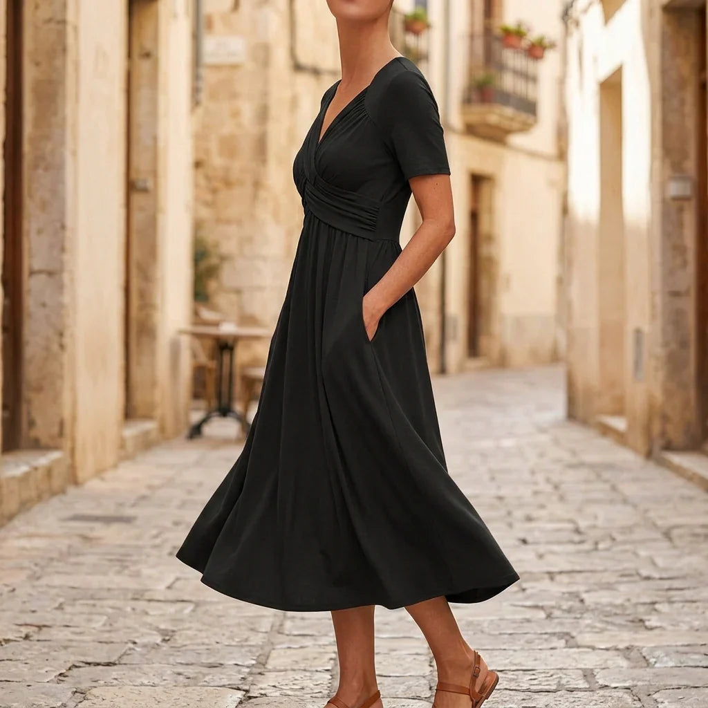 Anita Monterosso™ Flattering V-Neck Dress for Effortless Elegance