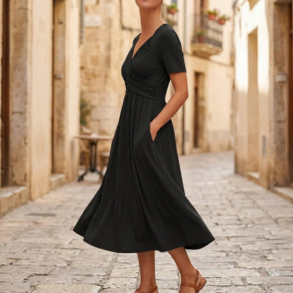 Anita Monterosso™ Flattering V-Neck Dress for Effortless Elegance