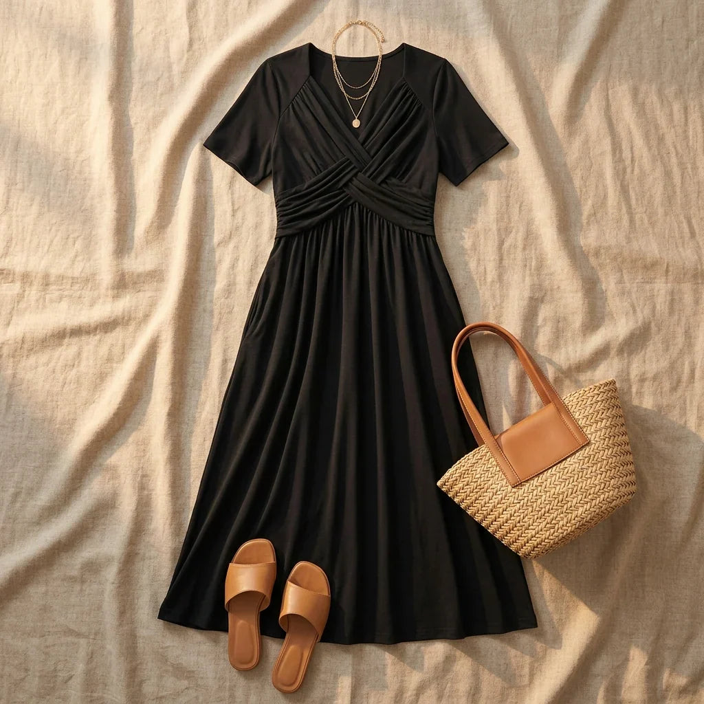 Anita Monterosso™ Flattering V-Neck Dress for Effortless Elegance