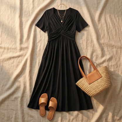 Anita Monterosso™ Flattering V-Neck Dress for Effortless Elegance