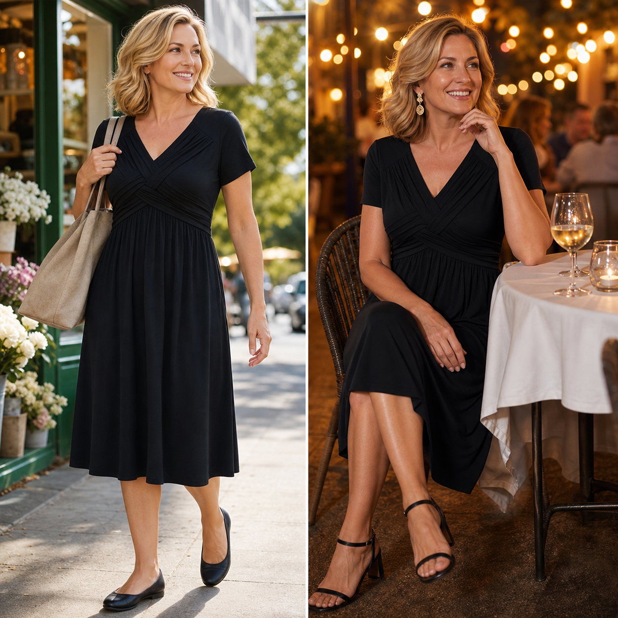 Anita Monterosso™ Flattering V-Neck Dress for Effortless Elegance
