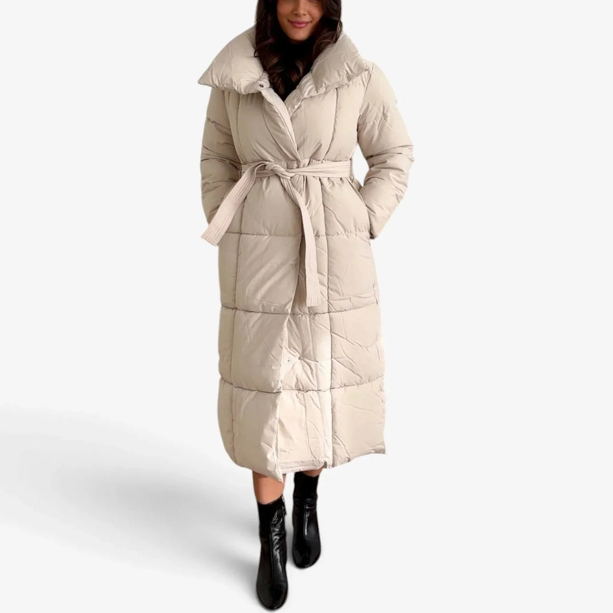Annalisa Muratori™ Elegant Belted Puffer Coat for Cozy Winter Warmth