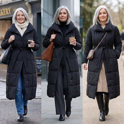 Annalisa Muratori™ Elegant Belted Puffer Coat for Cozy Winter Warmth