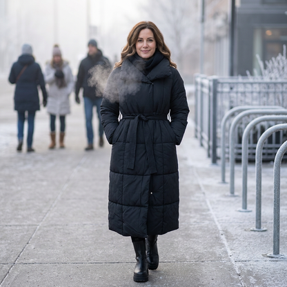 Annalisa Muratori™ Elegant Belted Puffer Coat for Cozy Winter Warmth