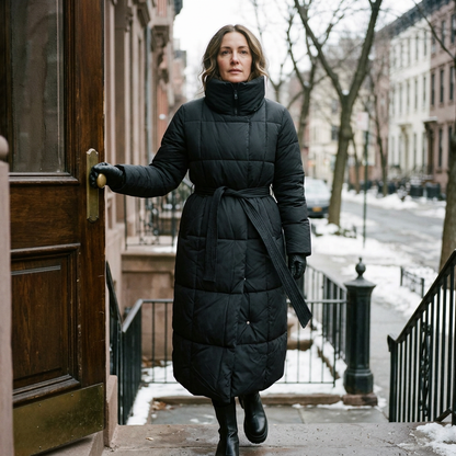 Annalisa Muratori™ Elegant Belted Puffer Coat for Cozy Winter Warmth