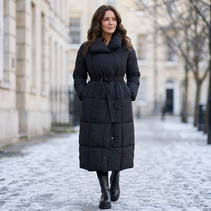 Annalisa Muratori™ Elegant Belted Puffer Coat for Cozy Winter Warmth