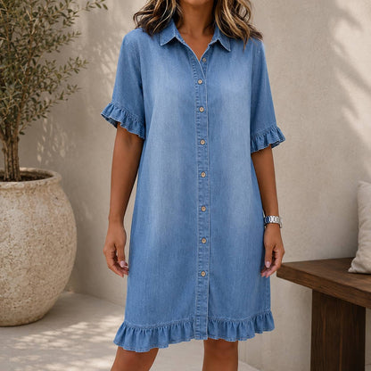 Annunziata Textured Ruffle-Sleeve Mini Dress - main front view of the dress