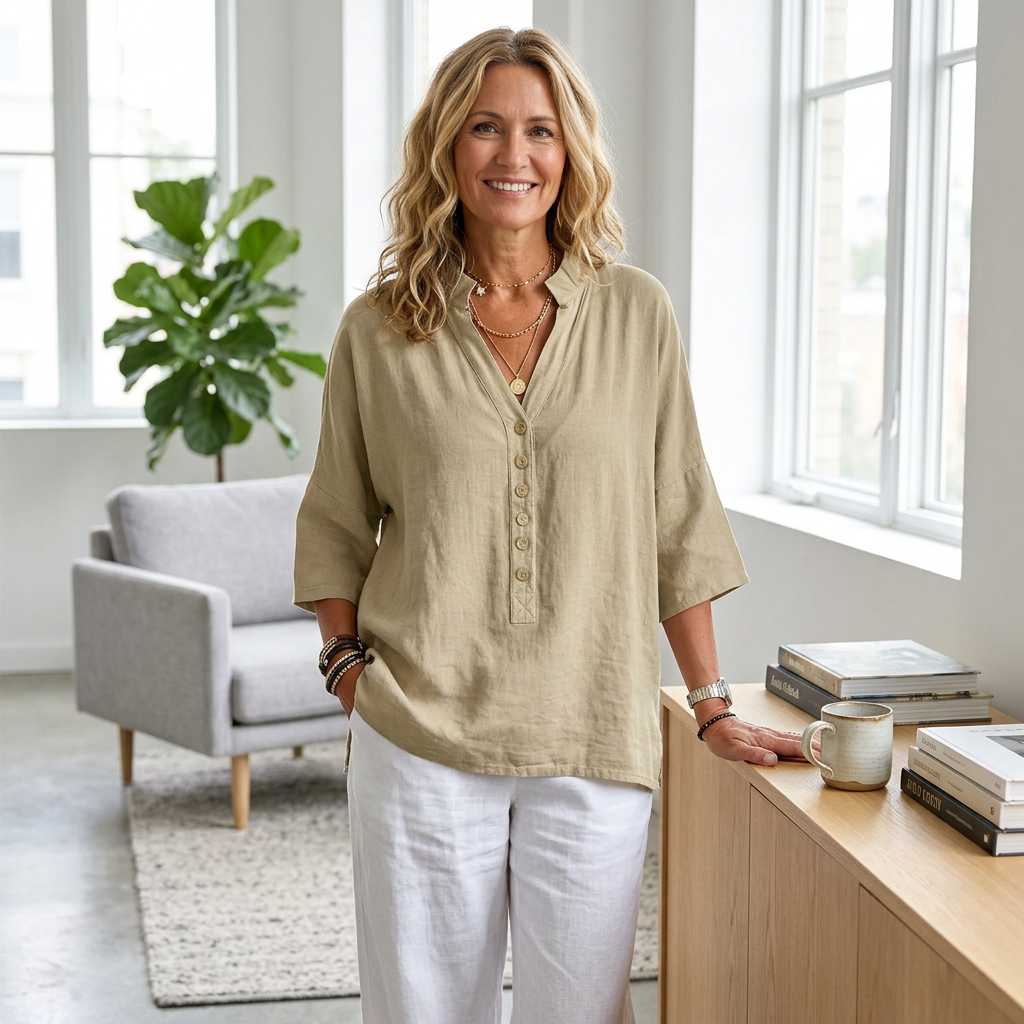 Antonia Morello™ Breathable Half Sleeve Button Blouse