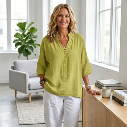 Antonia Morello™ Breathable Half Sleeve Button Blouse