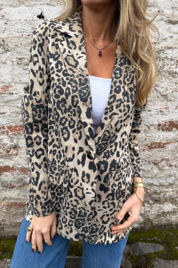 Augusta Augusta Poggi Versatile Leopard Blazer - main front view of leopard print blazer