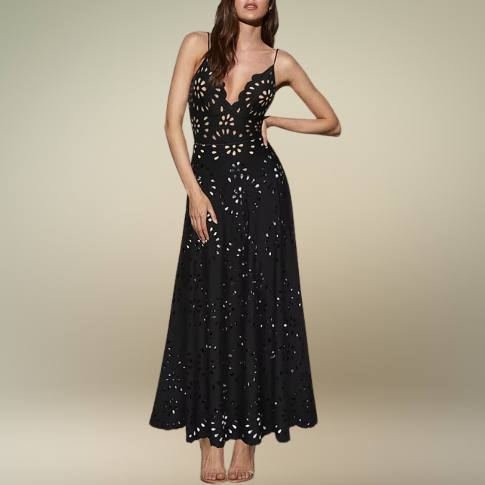 Azzurra Angelini™ Floral Eyelet Swimsuit with Maxi Skirt