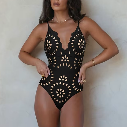 Azzurra Angelini™ Floral Eyelet Swimsuit with Maxi Skirt