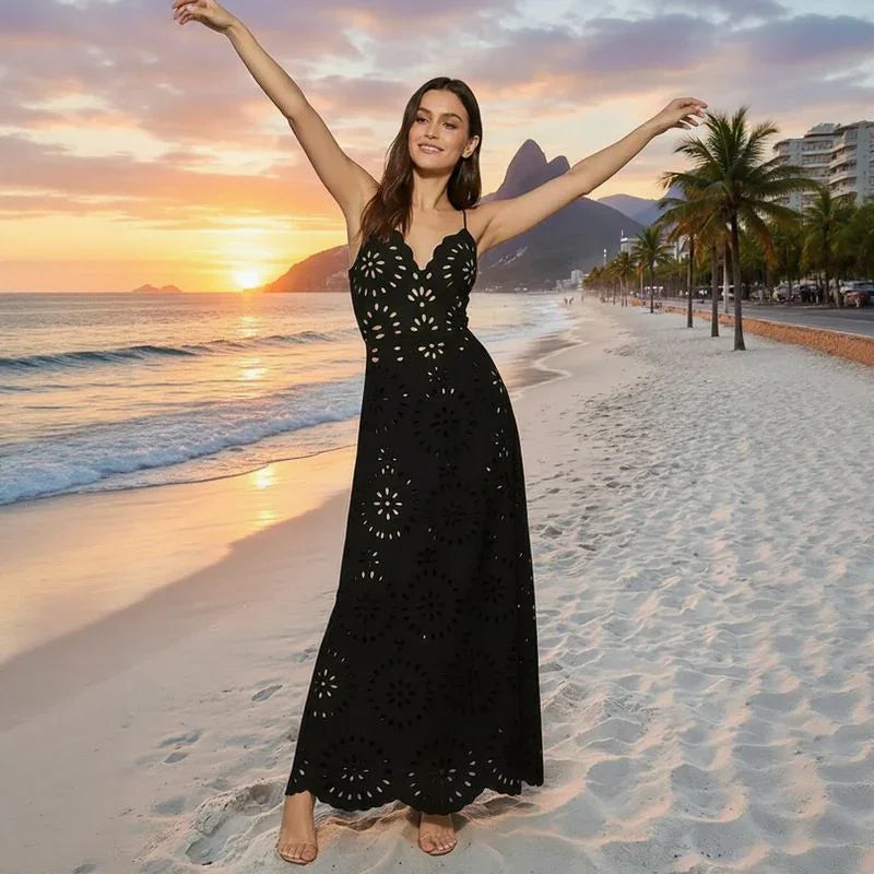 Azzurra Angelini™ Floral Eyelet Swimsuit with Maxi Skirt