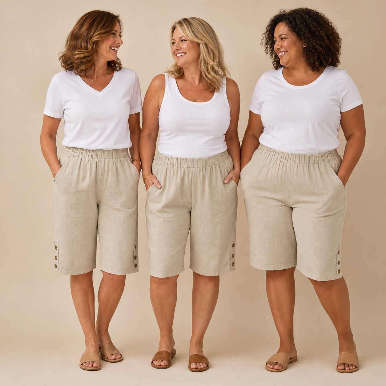 Azzurra Mottola™ Comfortable Capri Pants with Elastic Waist