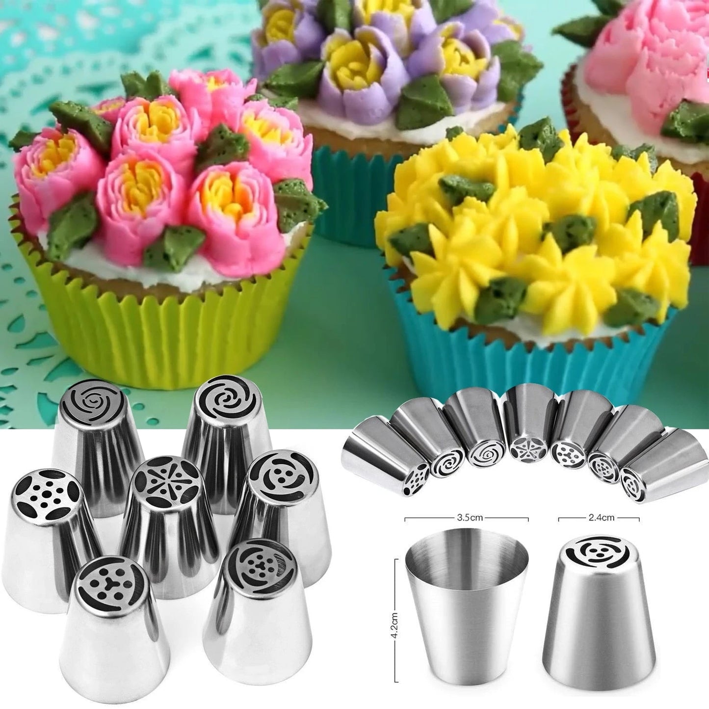 BakeSuppliez™️ A set of flower-shaped cake decorating tips