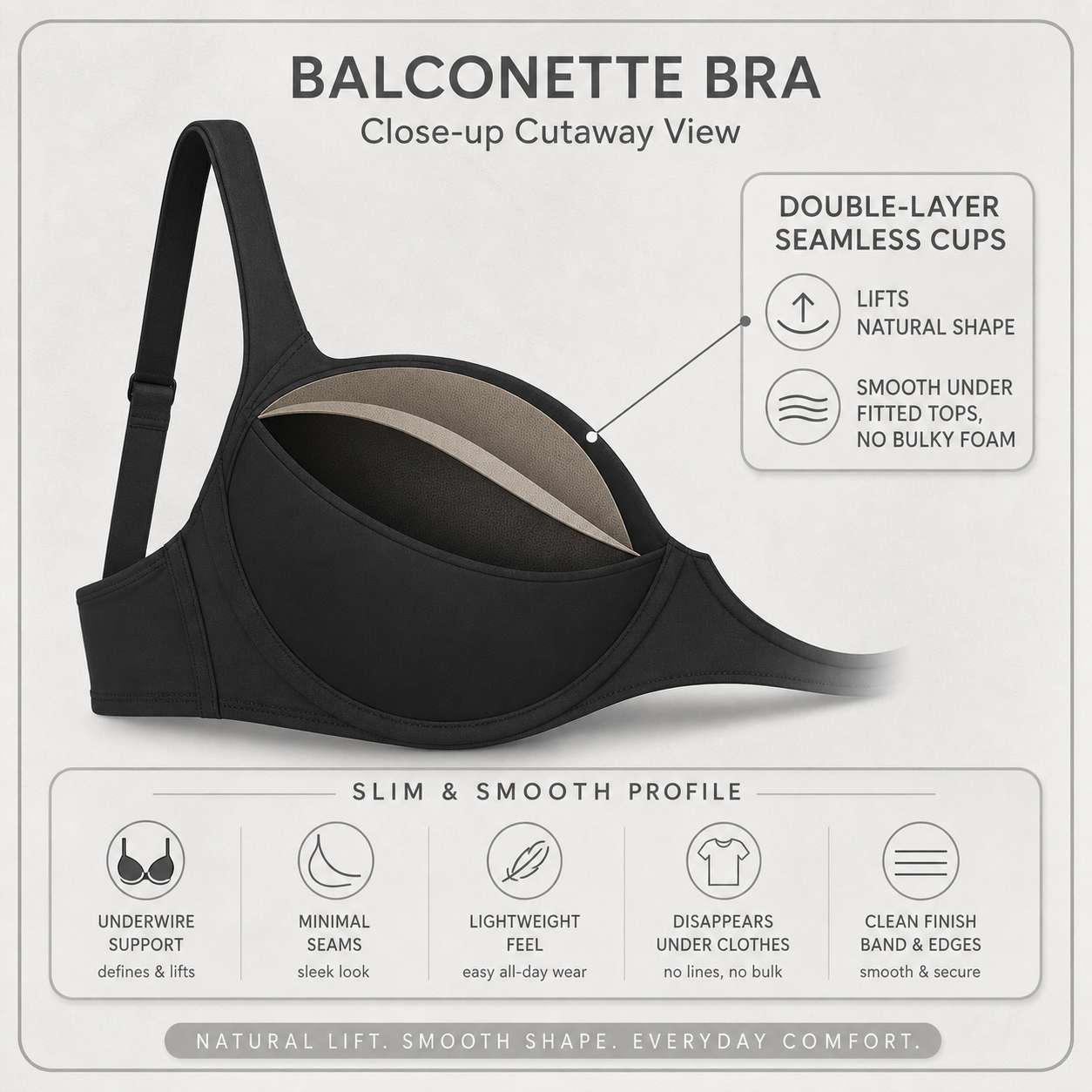 Balconessa™ Seamless Balconette Bra for Invisible Support
