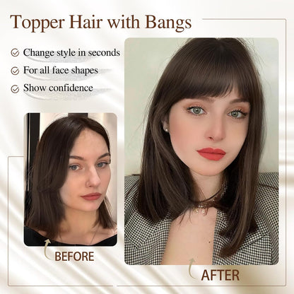 BangPro Realistic Bangs Hair Topper - natural hair topper with bangs blending seamlessly with hair
