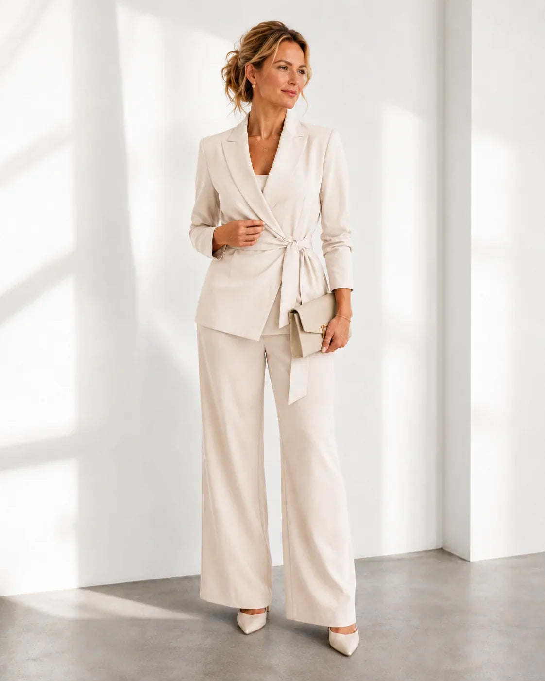 Barbara Aloisi™ Polished Tie-Belt Suit for Work and Events