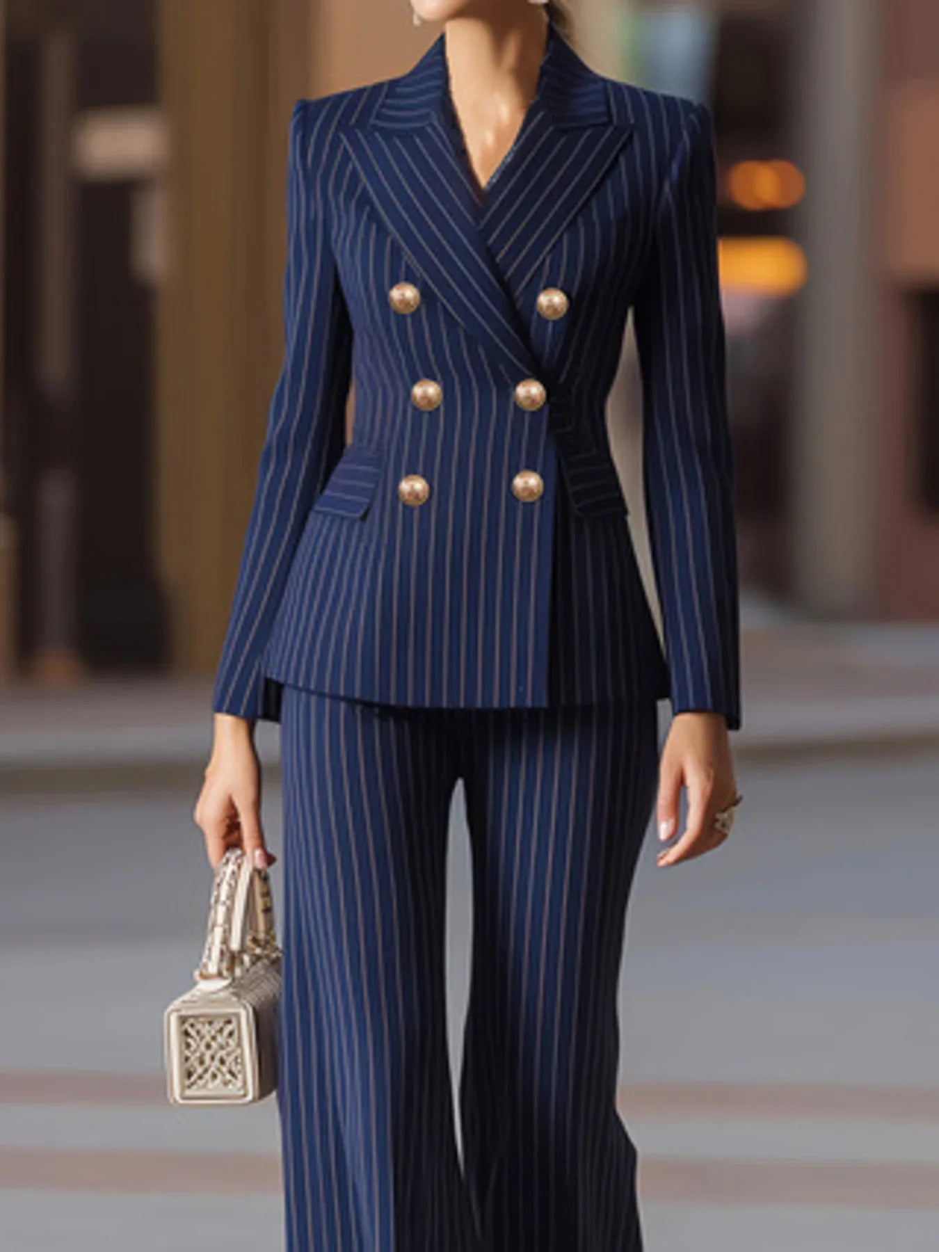 Barbara Ronchi™ Striped Tailored Suit for Polished Style