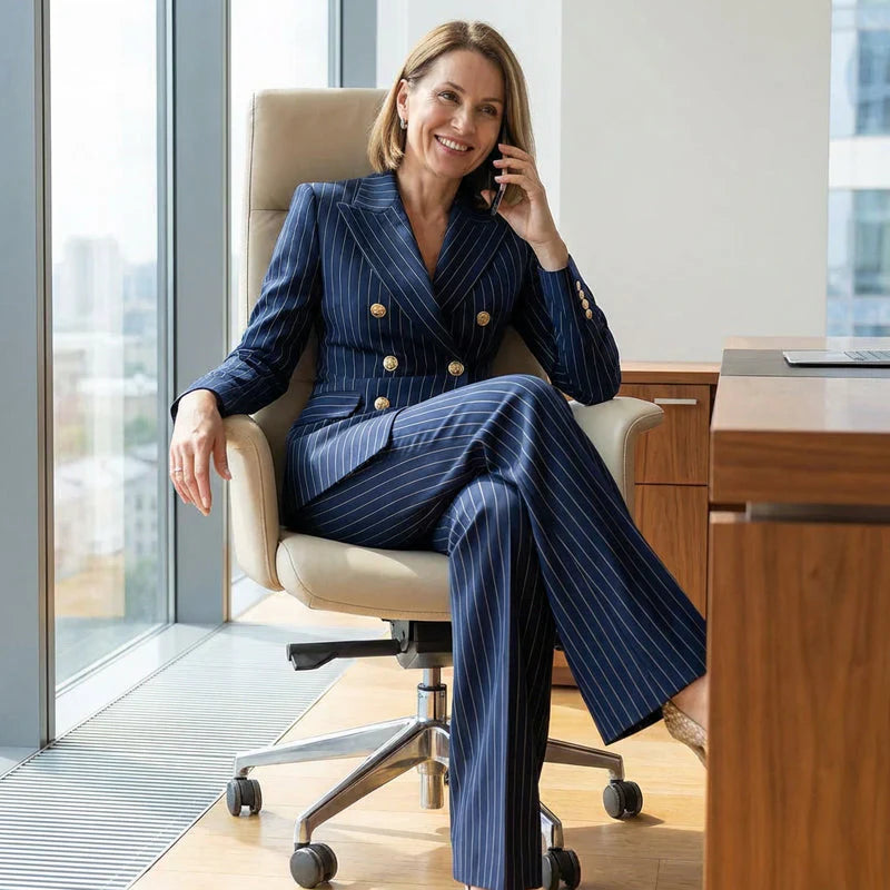 Barbara Ronchi™ Striped Tailored Suit for Polished Style