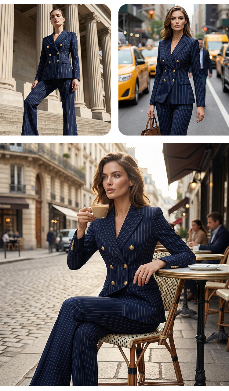 Barbara Ronchi™ Striped Tailored Suit for Polished Style
