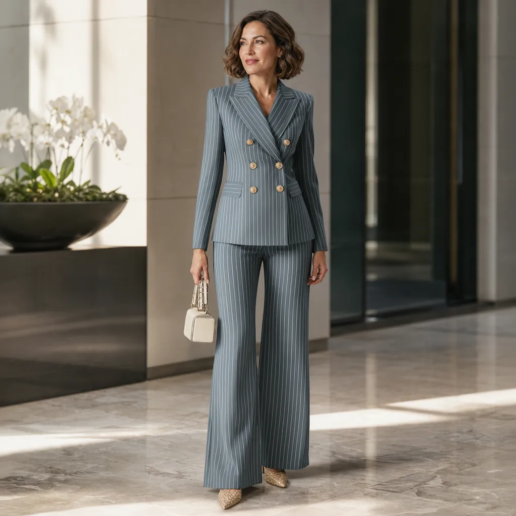 Barbara Ronchi™ Striped Tailored Suit for Polished Style