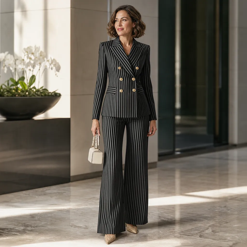 Barbara Ronchi™ Striped Tailored Suit for Polished Style