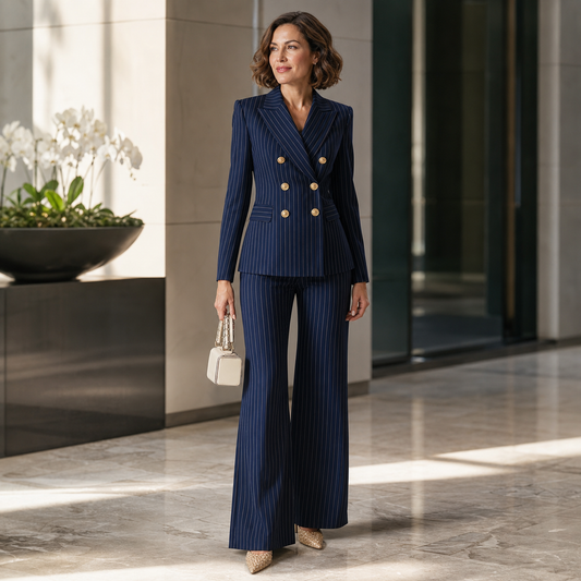 Barbara Ronchi™ Striped Tailored Suit for Polished Style