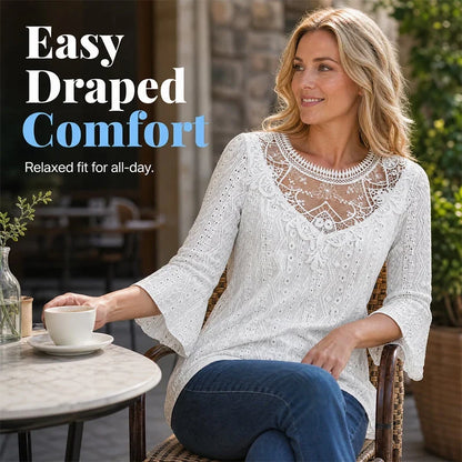Battistina Catalano™ Feminine Lace Blouse for Easy Casual Days