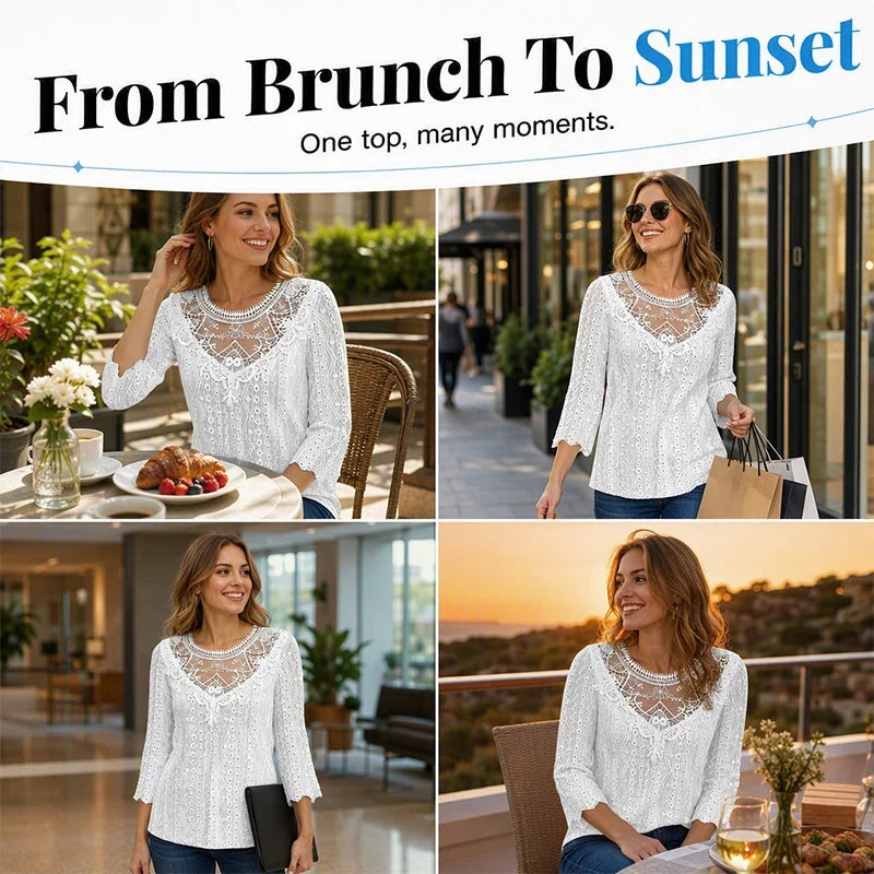 Battistina Catalano™ Feminine Lace Blouse for Easy Casual Days