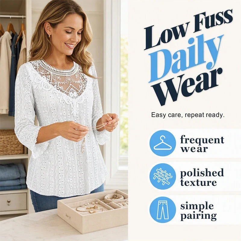 Battistina Catalano™ Feminine Lace Blouse for Easy Casual Days