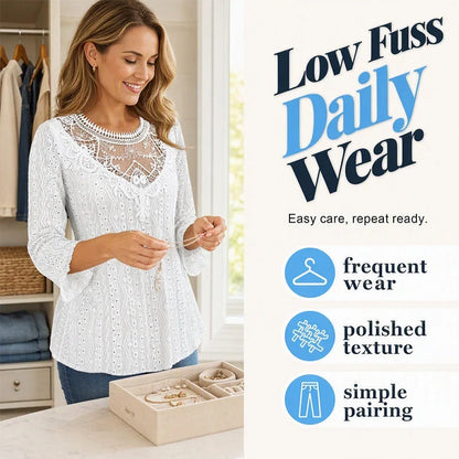 Battistina Catalano™ Feminine Lace Blouse for Easy Casual Days