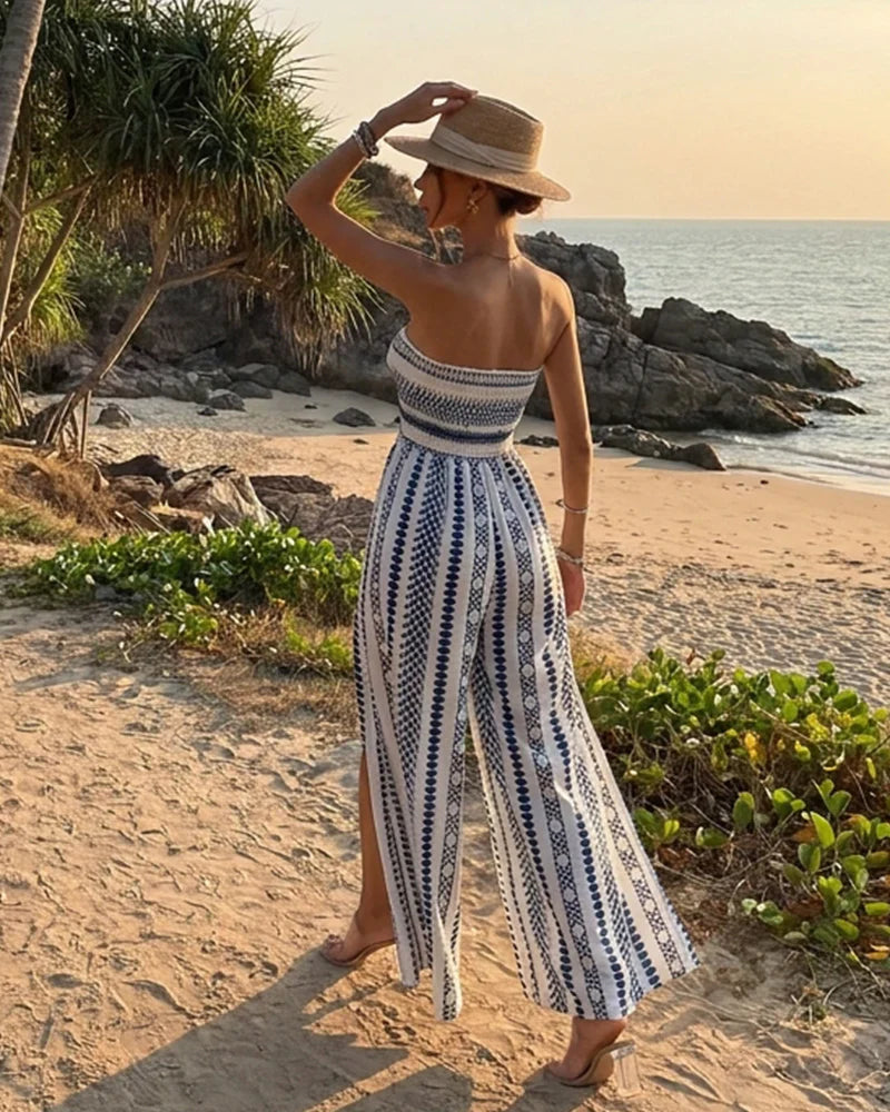 Benedetta Arcangeli™ Breezy Smocked Print Jumpsuit