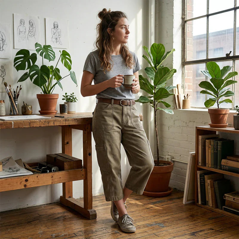 Benedetta Nanni™ Relaxed Cargo Capris with Functional Pockets