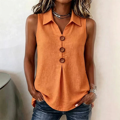 Benedetta Scaccia™ Sleeveless Button Up Top for Warm Days