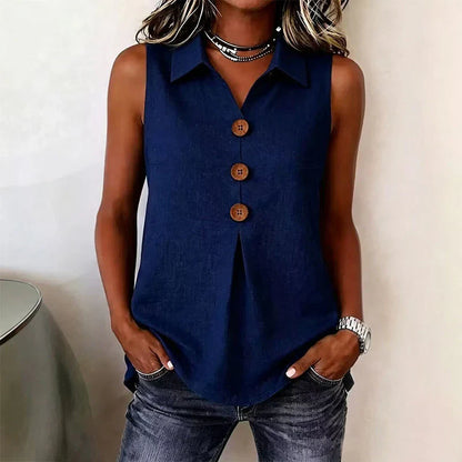Benedetta Scaccia™ Sleeveless Button Up Top for Warm Days