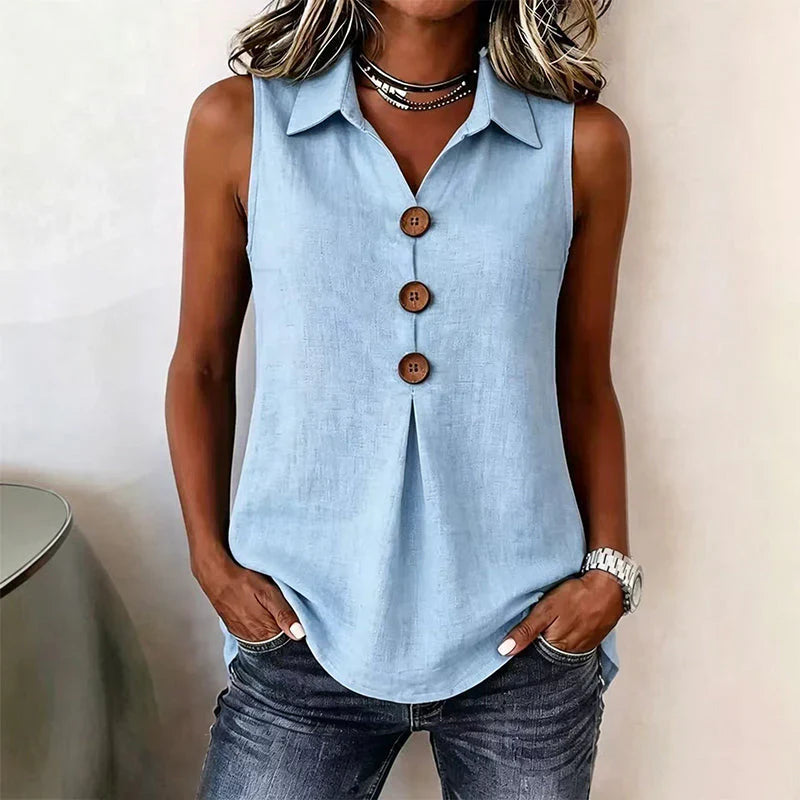 Benedetta Scaccia™ Sleeveless Button Up Top for Warm Days