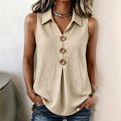 Benedetta Scaccia™ Sleeveless Button Up Top for Warm Days