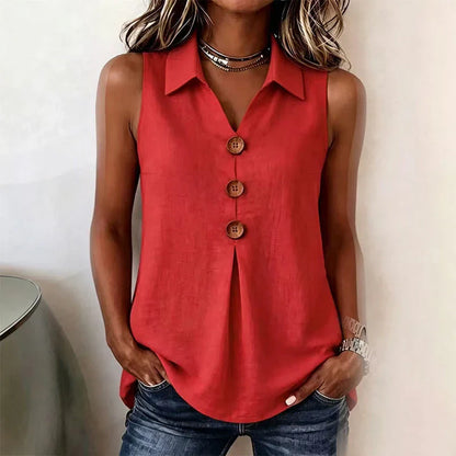 Benedetta Scaccia™ Sleeveless Button Up Top for Warm Days