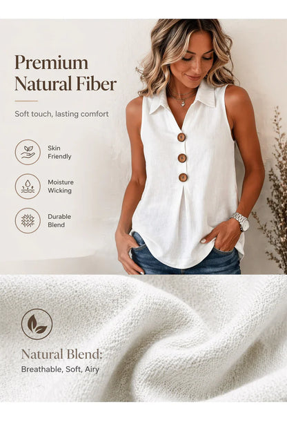 Benedetta Scaccia™ Sleeveless Button Up Top for Warm Days