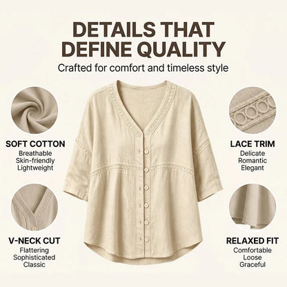 Bettina Todaro™ Elegant V-neck Lace Blouse for Everyday