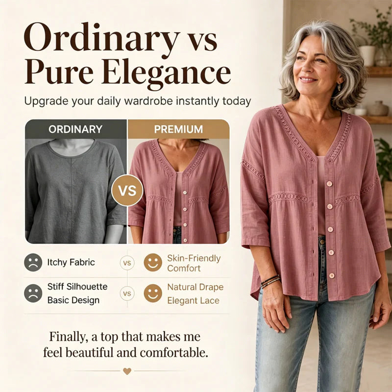 Bettina Todaro™ Elegant V-neck Lace Blouse for Everyday