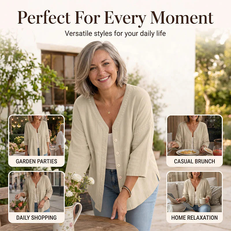 Bettina Todaro™ Elegant V-neck Lace Blouse for Everyday