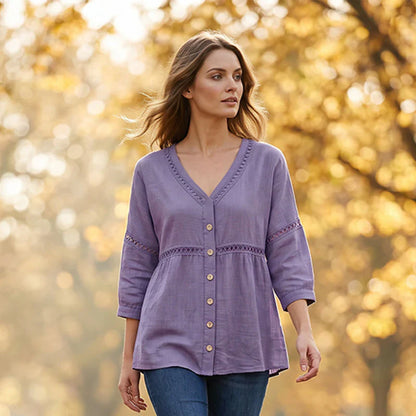 Bettina Todaro™ Elegant V-neck Lace Blouse for Everyday
