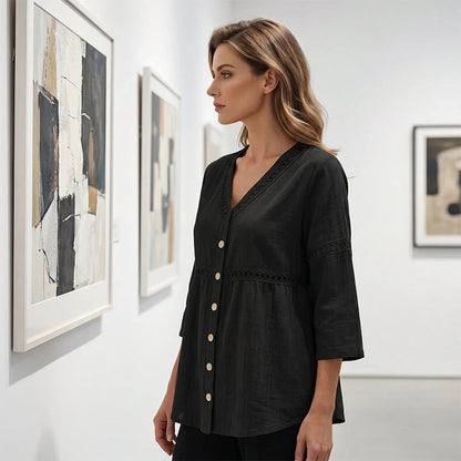 Bettina Todaro™ Elegant V-neck Lace Blouse for Everyday
