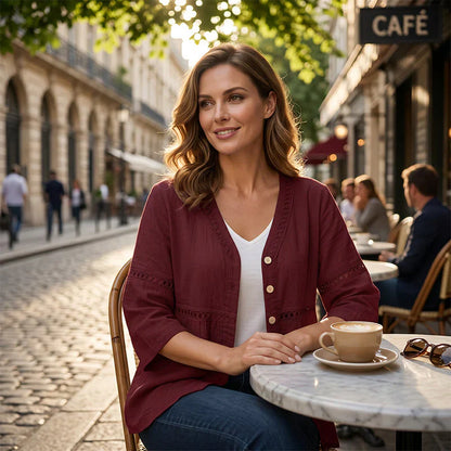 Bettina Todaro™ Elegant V-neck Lace Blouse for Everyday