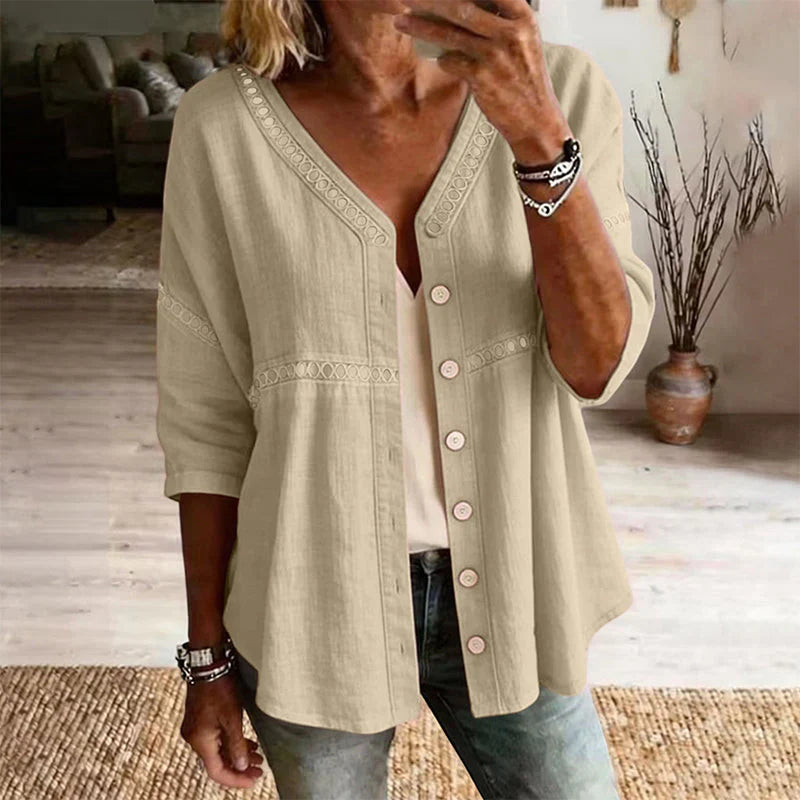 Bettina Todaro™ Elegant V-neck Lace Blouse for Everyday