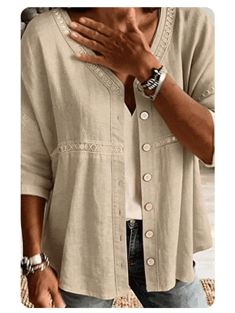 Bettina Todaro™ Elegant V-neck Lace Blouse for Everyday