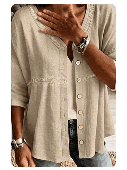 Bettina Todaro™ Elegant V-neck Lace Blouse for Everyday